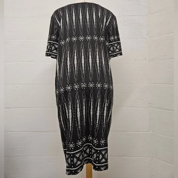 Tory Burch Bologan Knit Aztec Drawstring Dress in Charcoal and White Sz XL - Picture 4 of 10